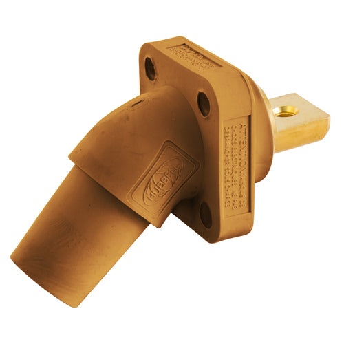 Hubbell HBLFRABO, Series 16 Single Pole, Angled Female Receptacle, Bus Bar, Through Hole Mounting, 300/400A 600V AC/DC, Orange