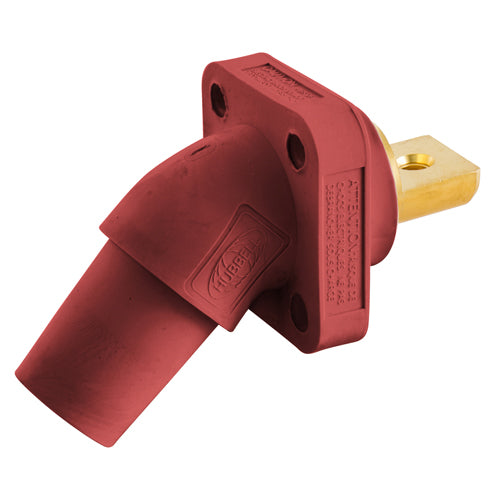 Hubbell HBLFRABR, Series 16 Single Pole, Angled Female Receptacle, Bus Bar, Through Hole Mounting, 300/400A 600V AC/DC, Red