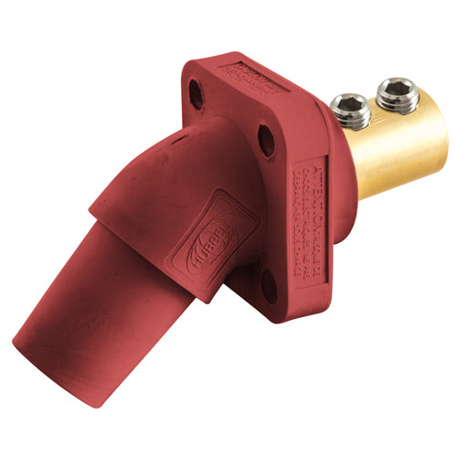 Hubbell HBLFRAR, Series 16 Single Pole, Angled Female Receptacle, Double Set Screw, Through Hole Mounting, 300/400A 600V AC/DC, Red