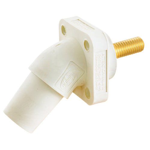 Hubbell HBLFRASW, Series 16 Single Pole, Angled Female Receptacle, Stud Type, Through Hole Mounting, 300/400A 600V AC/DC, White