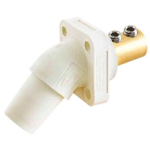 Hubbell HBLFRAW, Series 16 Single Pole, Angled Female Receptacle, Double Set Screw, Through Hole Mounting, 300/400A 600V AC/DC, White