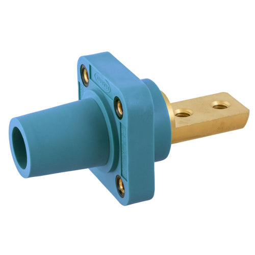 Hubbell HBLFRB2BL, Series 16 Single Pole, Female Receptacle, Bus Bar,  2 Holes, Through Hole Mounting, 300/400A 600V AC/DC, Blue