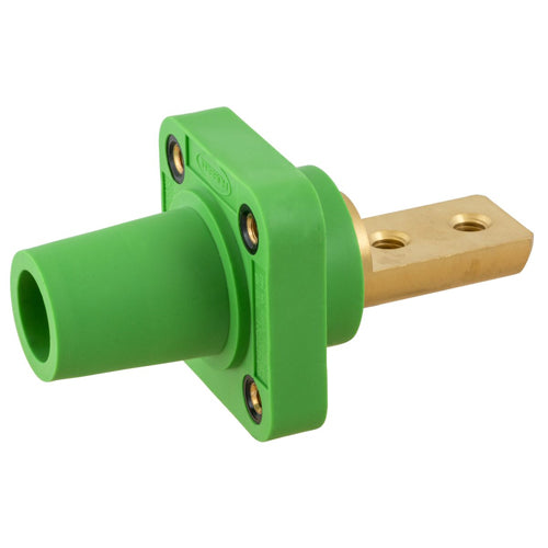 Hubbell HBLFRB2GN, Series 16 Single Pole, Female Receptacle, Bus Bar,  2 Holes, Through Hole Mounting, 300/400A 600V AC/DC, Green