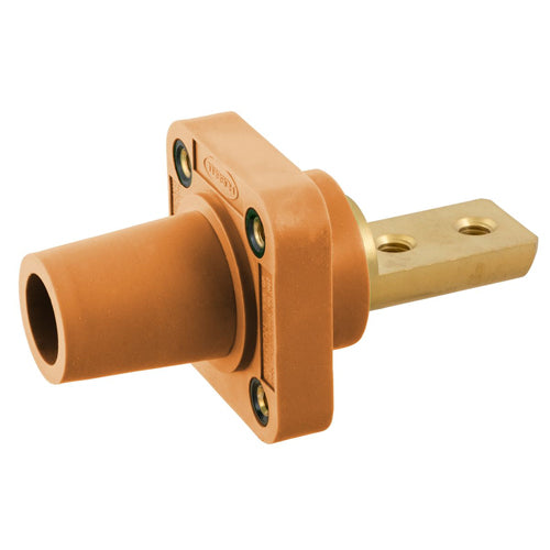 Hubbell HBLFRB2O, Series 16 Single Pole, Female Receptacle, Bus Bar,  2 Holes, Through Hole Mounting, 300/400A 600V AC/DC, Orange