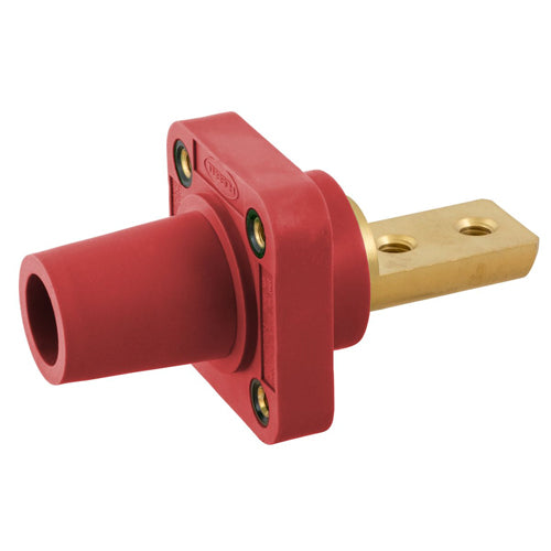 Hubbell HBLFRB2R, Series 16 Single Pole, Female Receptacle, Bus Bar,  2 Holes, Through Hole Mounting, 300/400A 600V AC/DC, Red