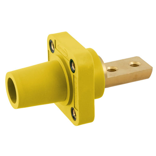 Hubbell HBLFRB2Y, Series 16 Single Pole, Female Receptacle, Bus Bar,  2 Holes, Through Hole Mounting, 300/400A 600V AC/DC, Yellow