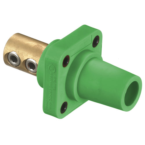 Hubbell HBLFRGN, Series 16 Single Pole, Female Receptacle, Double Set Screw, Through Hole Mounting, 300/400A 600V AC/DC, Green