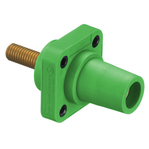 Hubbell HBLFRSCGN, Series 16 Single Pole, Female Receptacle, Stud Type, Through Hole Mounting, 300/400A 600V AC/DC, Green