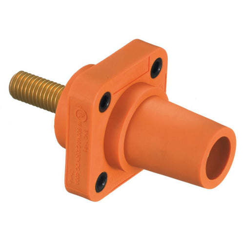 Hubbell HBLFRSCO, Series 16 Single Pole, Female Receptacle, Stud Type, Through Hole Mounting, 300/400A 600V AC/DC, Orange