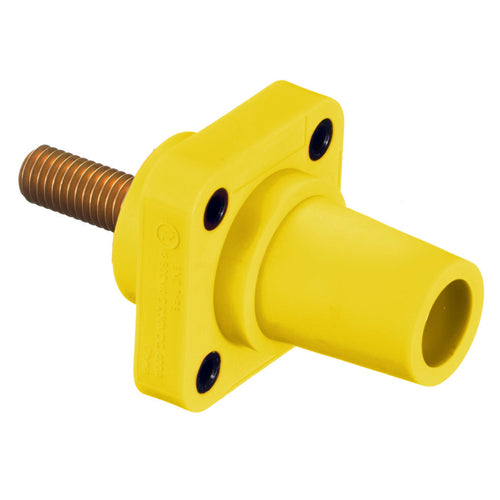 Hubbell HBLFRSCY, Series 16 Single Pole, Female Receptacle, Stud Type, Through Hole Mounting, 300/400A 600V AC/DC, Yellow