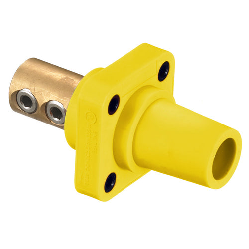 Hubbell HBLFRY, Series 16 Single Pole, Female Receptacle, Double Set Screw, Through Hole Mounting, 300/400A 600V AC/DC, Yellow