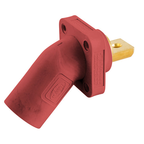 Hubbell HBLMRABR, Series 16 Single Pole, Angled Male Receptacle, Bus Bar, Through Hole Mounting, 300/400A 600V AC/DC, Red