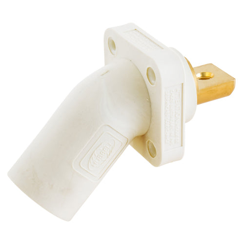 Hubbell HBLMRABW, Series 16 Single Pole, Angled Male Receptacle, Bus Bar, Through Hole Mounting, 300/400A 600V AC/DC, White