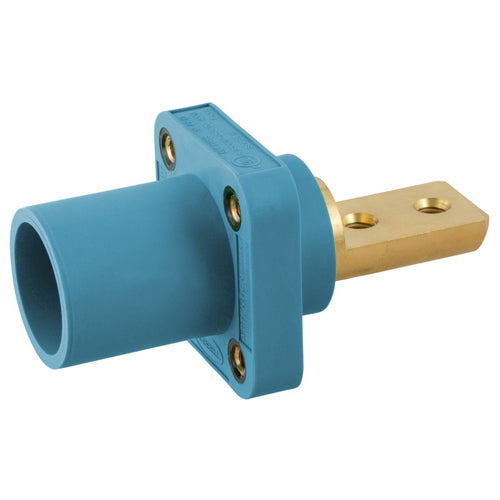 Hubbell HBLMRB2BL, Series 16 Single Pole, Male Receptacle, Bus Bar,  2 Holes, Through Hole Mounting, 300/400A 600V AC/DC, Blue