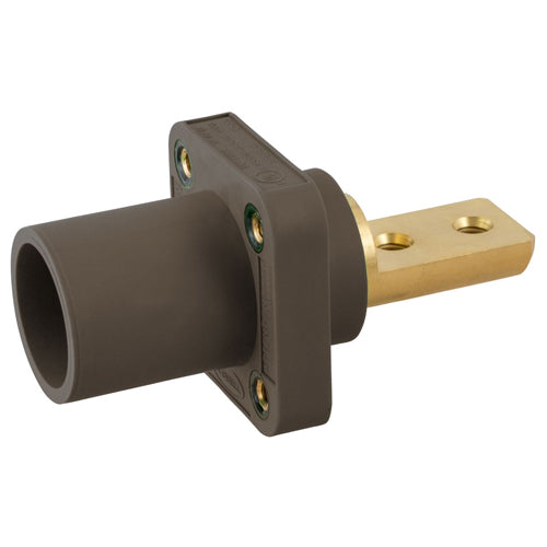 Hubbell HBLMRB2BN, Series 16 Single Pole, Male Receptacle, Bus Bar,  2 Holes, Through Hole Mounting, 300/400A 600V AC/DC, Brown