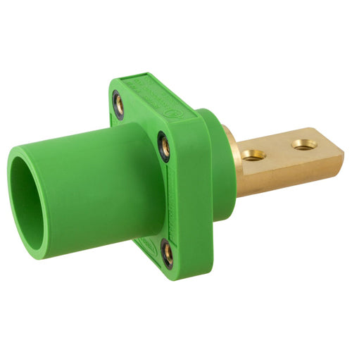 Hubbell HBLMRB2GN, Series 16 Single Pole, Male Receptacle, Bus Bar,  2 Holes, Through Hole Mounting, 300/400A 600V AC/DC, Green