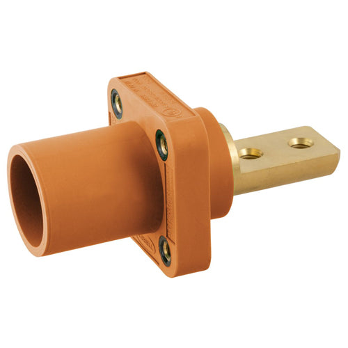 Hubbell HBLMRB2O, Series 16 Single Pole, Male Receptacle, Bus Bar,  2 Holes, Through Hole Mounting, 300/400A 600V AC/DC, Orange