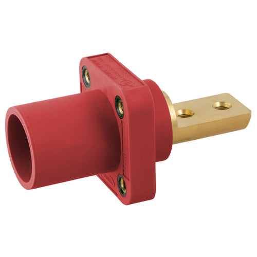 Hubbell HBLMRB2R, Series 16 Single Pole, Male Receptacle, Bus Bar,  2 Holes, Through Hole Mounting, 300/400A 600V AC/DC, Red