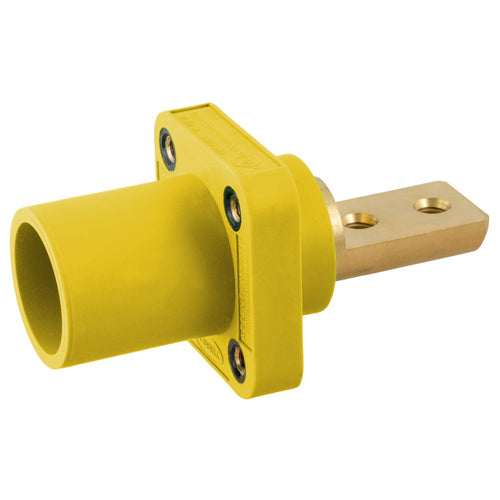 Hubbell HBLMRB2Y, Series 16 Single Pole, Male Receptacle, Bus Bar,  2 Holes, Through Hole Mounting, 300/400A 600V AC/DC, Yellow