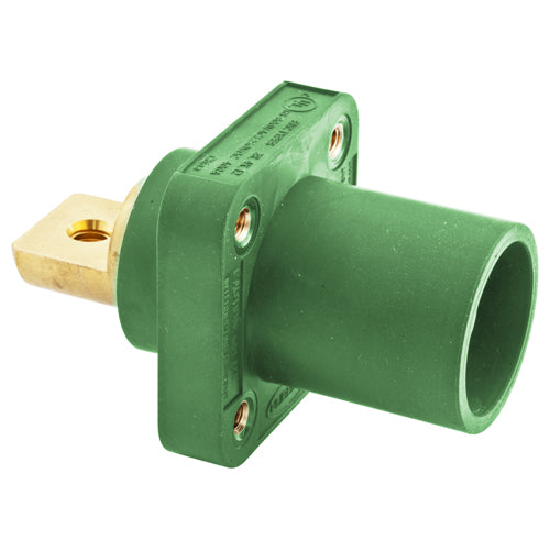 Hubbell HBLMRBGN, Series 16 Single Pole, Male Receptacle, Bus Bar, Through Hole Mounting, 300/400A 600V AC/DC, Green