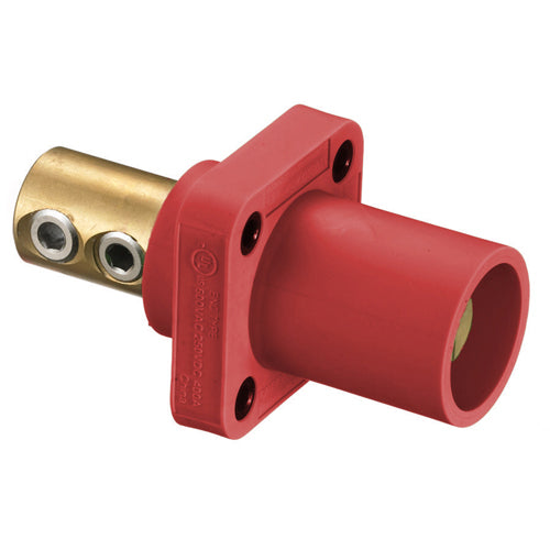 Hubbell HBLMRR, Series 16 Single Pole, Male Receptacle, Double Set Screw, Through Hole Mounting, 300/400A 600V AC/DC, Red