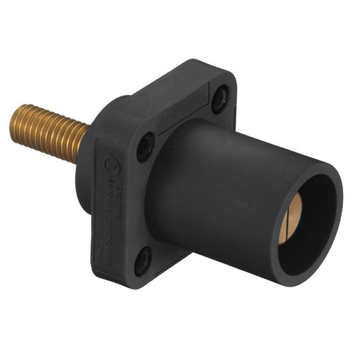 Hubbell HBLMRSCBK, Series 16 Single Pole, Male Receptacle, Stud Type, Through Hole Mounting, 300/400A 600V AC/DC, Black