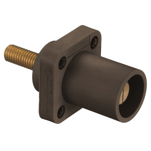 Hubbell HBLMRSCBN, Series 16 Single Pole, Male Receptacle, Stud Type, Through Hole Mounting, 300/400A 600V AC/DC, Brown