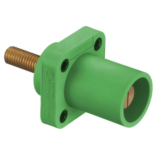 Hubbell HBLMRSCGN, Series 16 Single Pole, Male Receptacle, Stud Type, Through Hole Mounting, 300/400A 600V AC/DC, Green