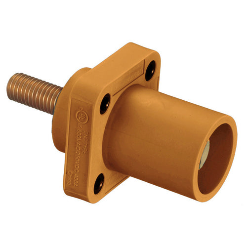 Hubbell HBLMRSCO, Series 16 Single Pole, Male Receptacle, Stud Type, Through Hole Mounting, 300/400A 600V AC/DC, Orange