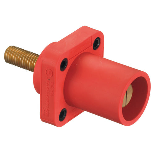 Hubbell HBLMRSCR, Series 16 Single Pole, Male Receptacle, Stud Type, Through Hole Mounting, 300/400A 600V AC/DC, Red