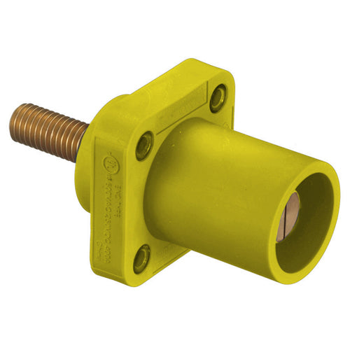 Hubbell HBLMRSCY, Series 16 Single Pole, Male Receptacle, Stud Type, Through Hole Mounting, 300/400A 600V AC/DC, Yellow