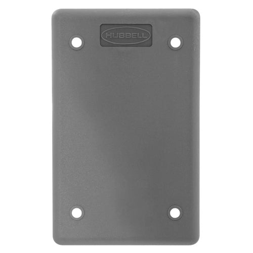 Hubbell HBLP14FS, Gray Blank Cover Plate, 1-Gang, For Portable Outlet Box