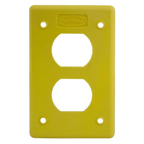Hubbell HBLP8FSY, Duplex Non-Metallic FS Cover Plate, Yellow