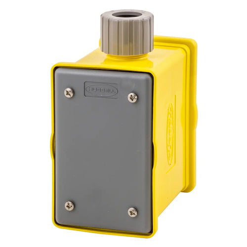 Hubbell HBLPOB1, Yellow Portable Outlet Box With Cord Strain Relief, with One Blank Cover Plate