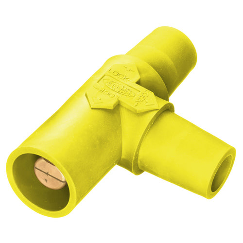 Hubbell HBLTY, Series 16 Single Pole, Tapping Tee (Female-Female-Male), 300/400A 600V AC/DC, Yellow