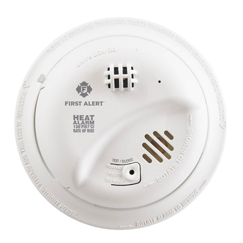 BRK HD6135FB, 120V AC 135 °F w/Rate-of-Rise Heat Alarm with 9V Battery Backup