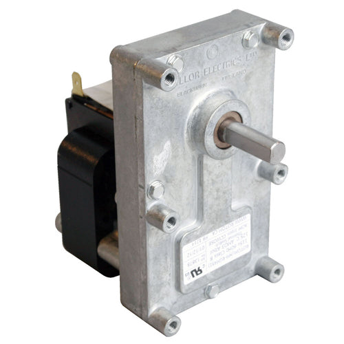 Rotom HM-RGM450, Pellet Stove Gear Auger Motor, Shaded Pole, 14 Watts, 115 Volts, 0.25 Amps, 1/1 Spd/RPM, CCW Rotation, Sleeve Bearing, 1.1''×3/8'' Shaft, Spade Terminals