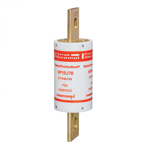 Mersen HP10J70, 1000VDC Class J Photovoltaic Fuse, 70A, With Blade For Clip or Bolted
