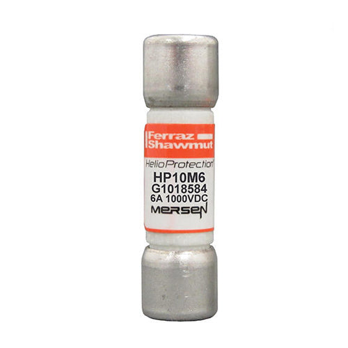 Mersen HP10M6, 1000VDC Midget (10x38mm) Photovoltaic Fuse, 6A, With Ferrule For Clip