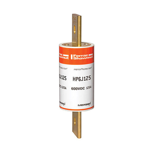Mersen HP6J125, 600VDC Class J Photovoltaic Fuse, 125A, With Blade For Clip or Bolted