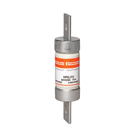 Mersen HP6J70, 600VDC Class J Photovoltaic Fuse, 70A, With Blade For Clip or Bolted