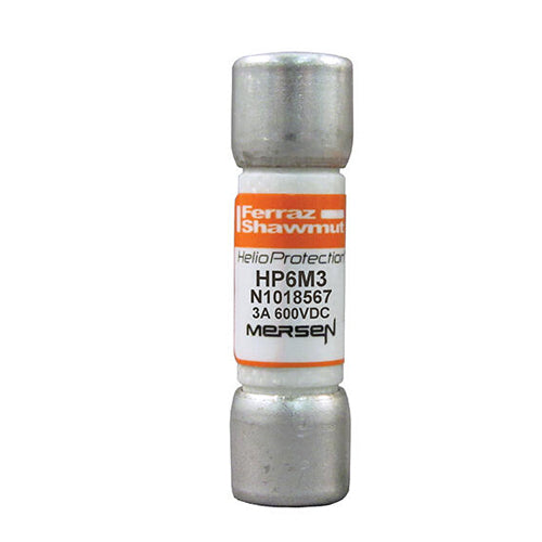 Mersen HP6M3, 600VDC Midget (10x38mm) Photovoltaic Fuse, 3A, With Ferrule For Clip