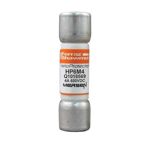 Mersen HP6M4, 600VDC Midget (10x38mm) Photovoltaic Fuse, 4A, With Ferrule For Clip