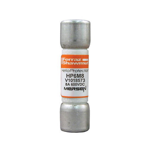 Mersen HP6M8, 600VDC Midget (10x38mm) Photovoltaic Fuse, 8A, With Ferrule For Clip