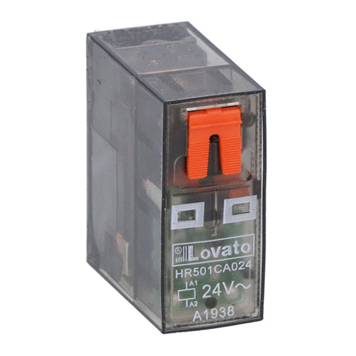 Lovato HR501CA024, Miniature Relay with LED Indicator and Mechanical Actuator, 1 Changeover Contact, 16A Rated on Soldered Board / 10A Rated with Socket, 24VAC Control Voltage