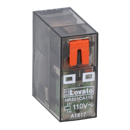 Lovato HR501CA110, Miniature Relay with LED Indicator and Mechanical Actuator, 1 Changeover Contact, 16A Rated on Soldered Board / 10A Rated with Socket, 110/120VAC Control Voltage