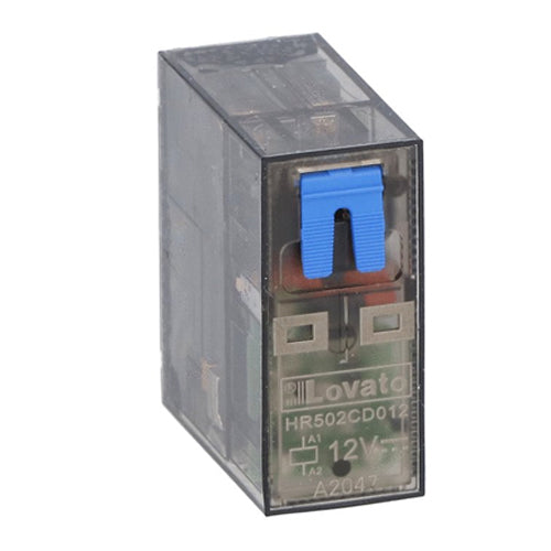 Lovato HR502CD012, Miniature Relay with LED Indicator and Mechanical Actuator, 2 Changeover Contacts, Maximum 8A, 12VDC Control Voltage