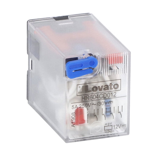 Lovato HR604CD024, Industrial Relay with LED Indicator and Mechanical Actuator, 4 Changeover Contacts, 5A, 24VDC Control Voltage