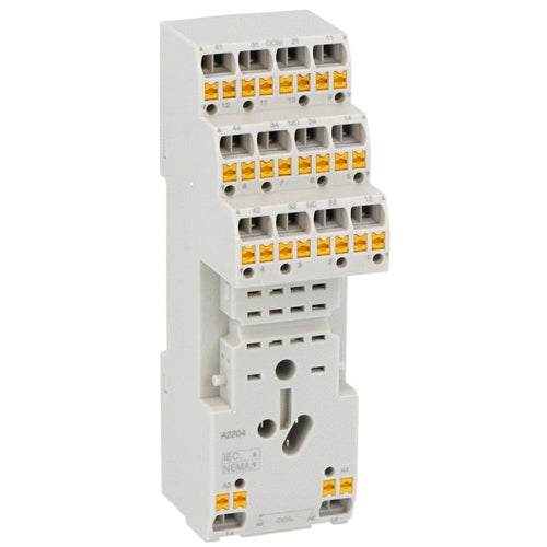 Lovato HR6XS41S, Sockets for Relays with 4 Changeover Contact, Spring Terminals, Contact Terminals All on Upper Side