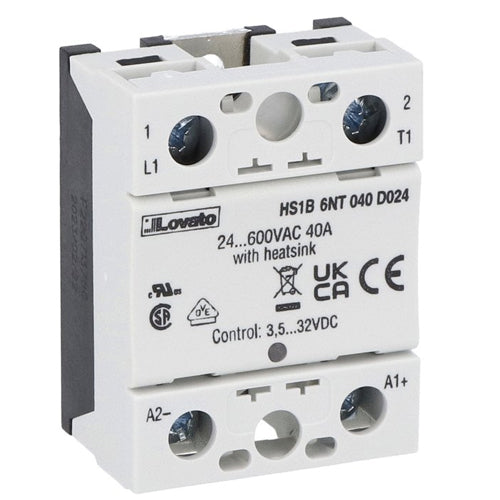 Lovato HS1B5NV060D024, Hockey Puck Solid State Relay, Single-Phase, 60A, 3.5...32VDC, Screw Terminals